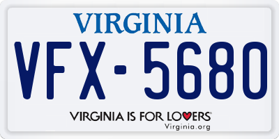 VA license plate VFX5680