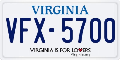VA license plate VFX5700