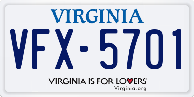 VA license plate VFX5701