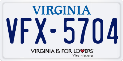 VA license plate VFX5704