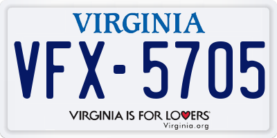 VA license plate VFX5705