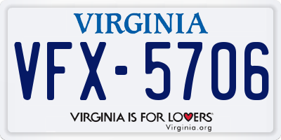 VA license plate VFX5706
