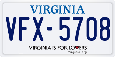 VA license plate VFX5708