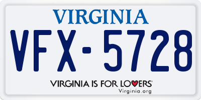 VA license plate VFX5728