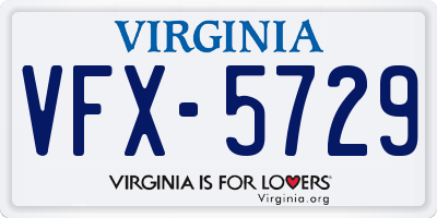 VA license plate VFX5729