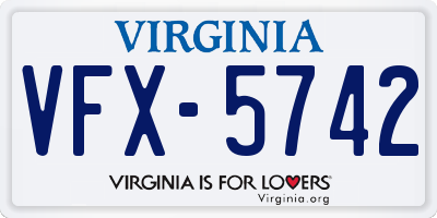 VA license plate VFX5742