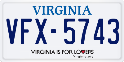 VA license plate VFX5743