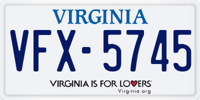 VA license plate VFX5745