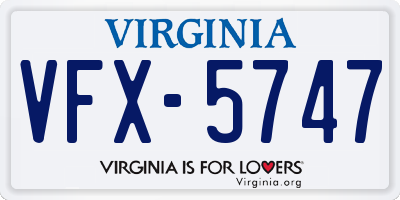 VA license plate VFX5747