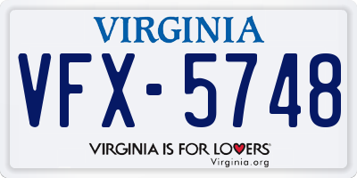 VA license plate VFX5748