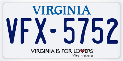 VA license plate VFX5752