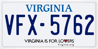 VA license plate VFX5762