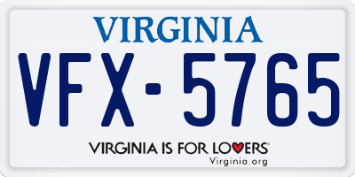 VA license plate VFX5765