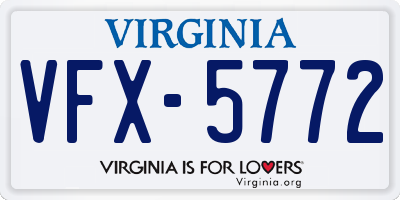 VA license plate VFX5772