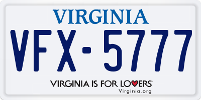 VA license plate VFX5777