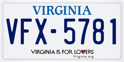 VA license plate VFX5781