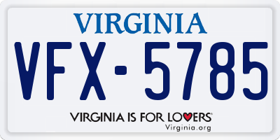 VA license plate VFX5785