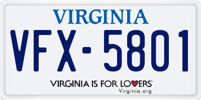 VA license plate VFX5801