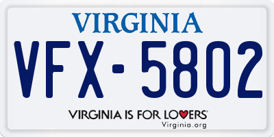 VA license plate VFX5802