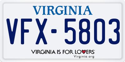 VA license plate VFX5803