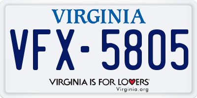 VA license plate VFX5805