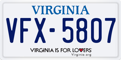 VA license plate VFX5807