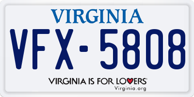 VA license plate VFX5808