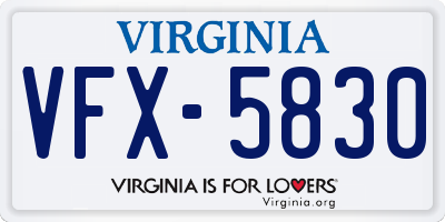 VA license plate VFX5830