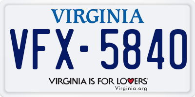 VA license plate VFX5840