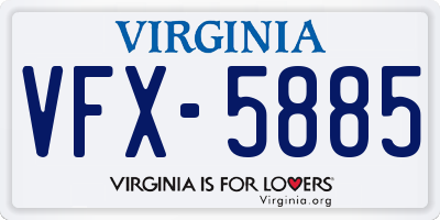 VA license plate VFX5885