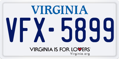 VA license plate VFX5899