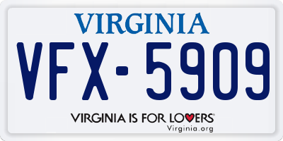 VA license plate VFX5909