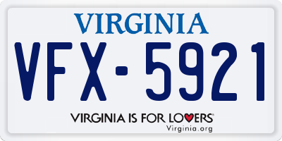 VA license plate VFX5921
