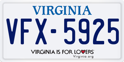 VA license plate VFX5925