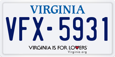 VA license plate VFX5931