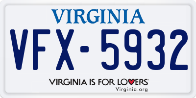VA license plate VFX5932