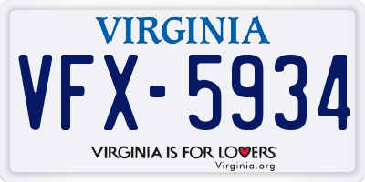 VA license plate VFX5934