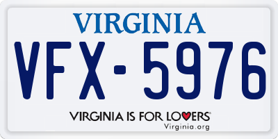 VA license plate VFX5976