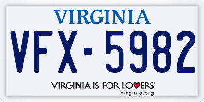 VA license plate VFX5982