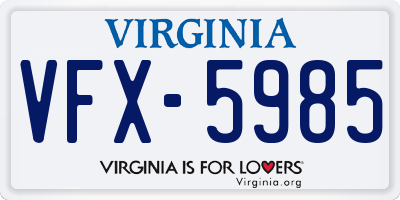 VA license plate VFX5985