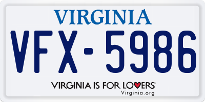 VA license plate VFX5986