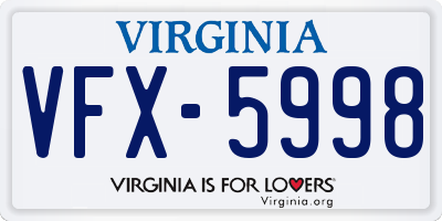 VA license plate VFX5998