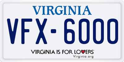 VA license plate VFX6000