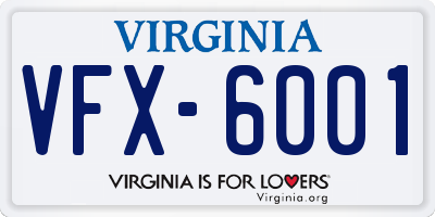 VA license plate VFX6001