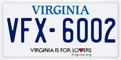 VA license plate VFX6002