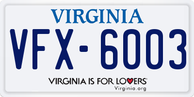 VA license plate VFX6003