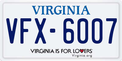 VA license plate VFX6007