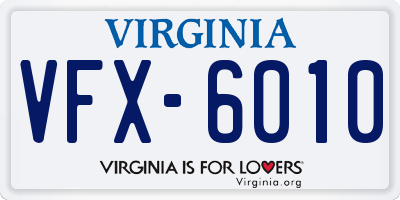 VA license plate VFX6010