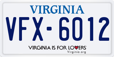VA license plate VFX6012