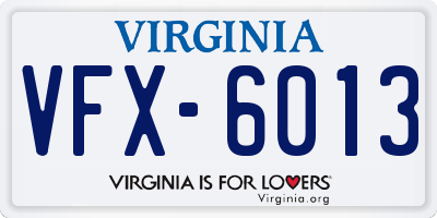 VA license plate VFX6013